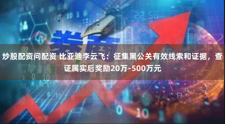 炒股配资问配资 比亚迪李云飞：征集黑公关有效线索和证据，查证属实后奖励20万-500万元